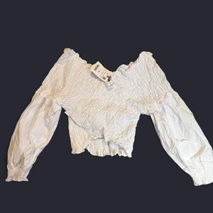 White Smocked Off-Shoulder Blouse